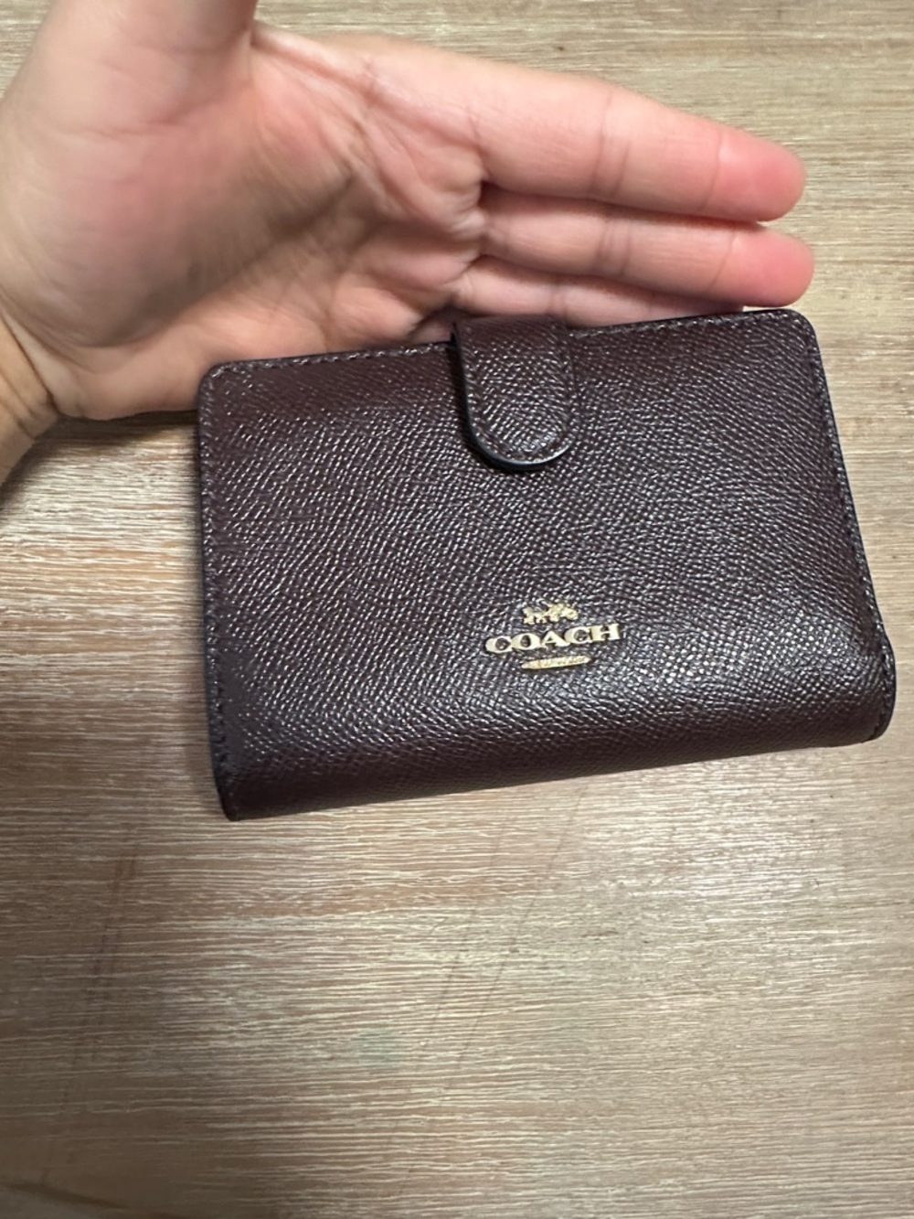 Coach Compact Wallet in Dark Brown with Gold Hardware - Picture 2 of 5